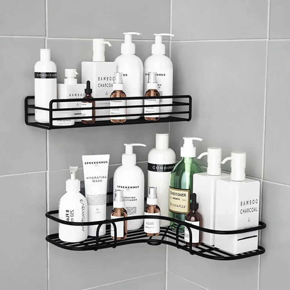 Eckregal für das Badezimmer - Wandmontiertes Toilettenregal ohne Bohren, Duschregal für Shampoo und Bad-Organizer