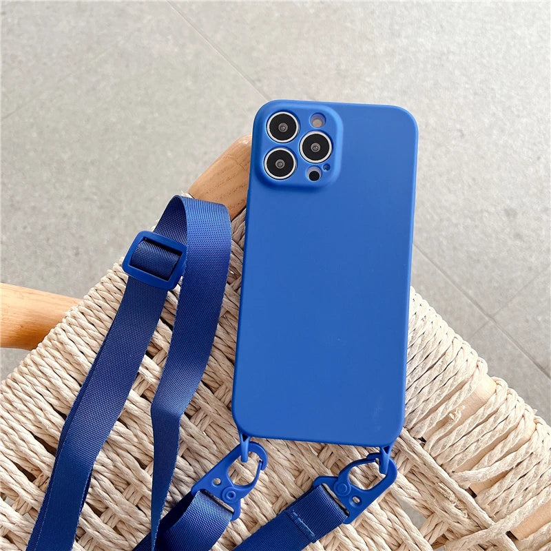 Stylischer Crossbody-Halsriemen aus Silikon für iPhone 15, 14 Pro Max, 13, 12, 11, X, XR, XS Max, 7, 8 Plus - Lanyard-Hülle für bequemes Tragen und optimalen Schutz