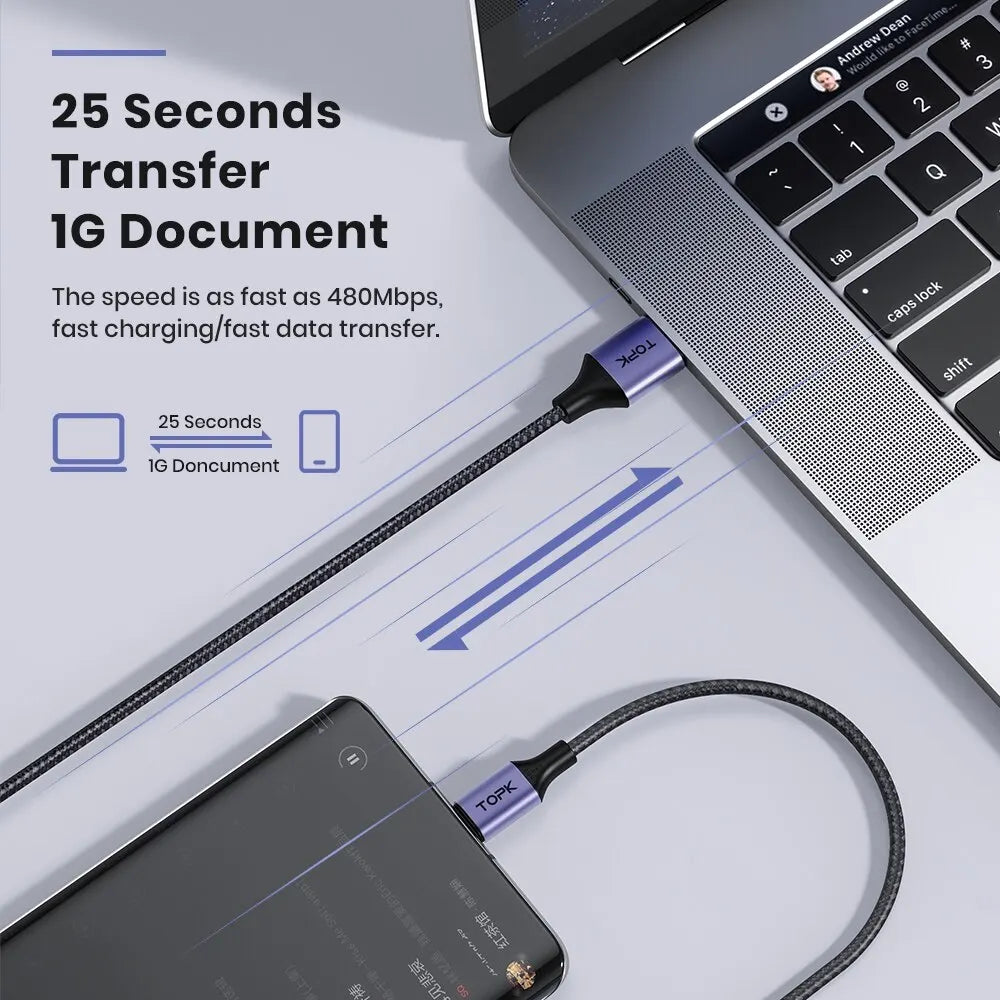 TOPK 3A Type-C & Micro USB Lade- und Datenkabel – Hochgeschwindigkeits-Ladekabel für Xiaomi Redmi Note 10/9, langlebig und leistungsstark