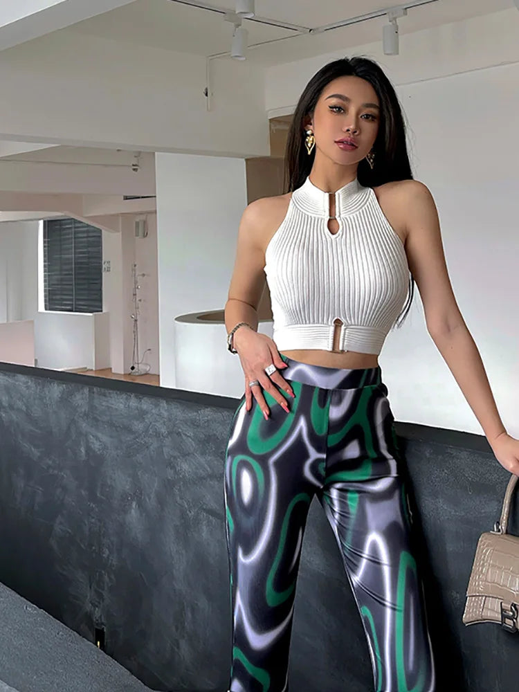 Frauen Elastischer Crop Top- Sexy Chic Halter Tops, Off Schulter Crop Tops für den Sommer