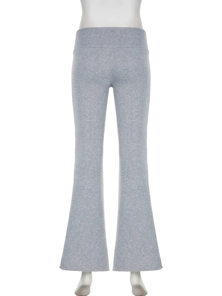 Slim Low-Waist Flare Pants – Bootcut Damenhose, Y2K Streetwear Style, Casual Mode für Herbst/Frühling 2024