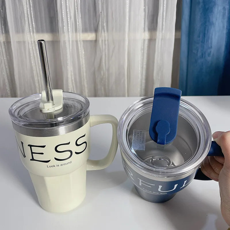 Thermos-Tasse aus Edelstahl: 600ml Thermobecher, auslaufsicher, Vakuumflasche, isolierte Tasse, Kaffeebehälter