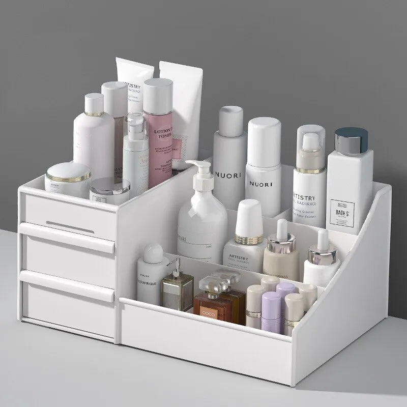 1pc Weiße Aufbewahrungsbox mit Schubladen - Praktische Kunststoff Kosmetik- und Hautpflege-Organizer für den Schreibtisch und Schminktisch