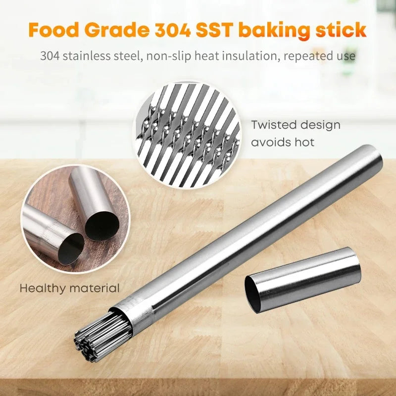 Edelstahl Grillspieße BBQ Schaschlik Gabeln Aufbewahrungsröhre Outdoor Camping Picknick Kochutensilien Wiederverwendbar 20 Stück