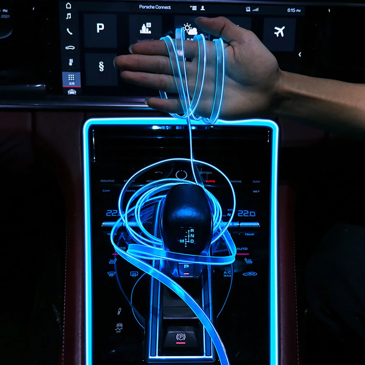 3M EL LED Kaltlicht-Ambientebeleuchtung für Auto – USB-Betrieb, DIY Dekorationsleiste für Armaturenbrett und Innenraum, Flexibles Atmosphärenlicht für Autos