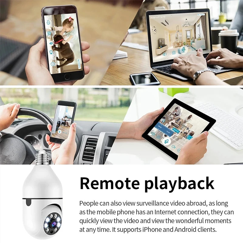 Smart Home 2.4G E27 Glühbirnen-Kamera – 360° Rundumsicht, Nachtsicht, HD IP Schutzkamera mit WLAN für umfassende Sicherheit