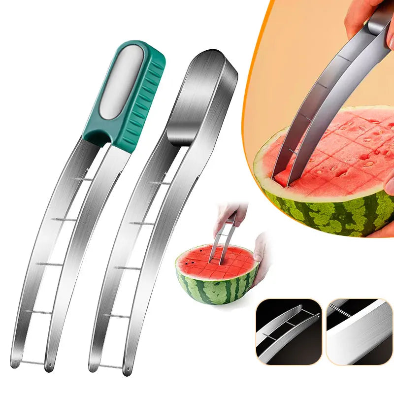 Wassermelonen-Schneider aus Edelstahl – Sicherheitsfreundlicher Melonenschneider für Perfekte Würfel, Küchenwerkzeug für Einfaches und Effizientes Schneiden