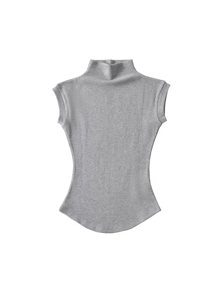 Stylische Sommer-Turtleneck Tops für Frauen – Ärmeloses Slim Fit T-Shirt, vielseitige Basic Tees für Casual Outfits und Streetwear