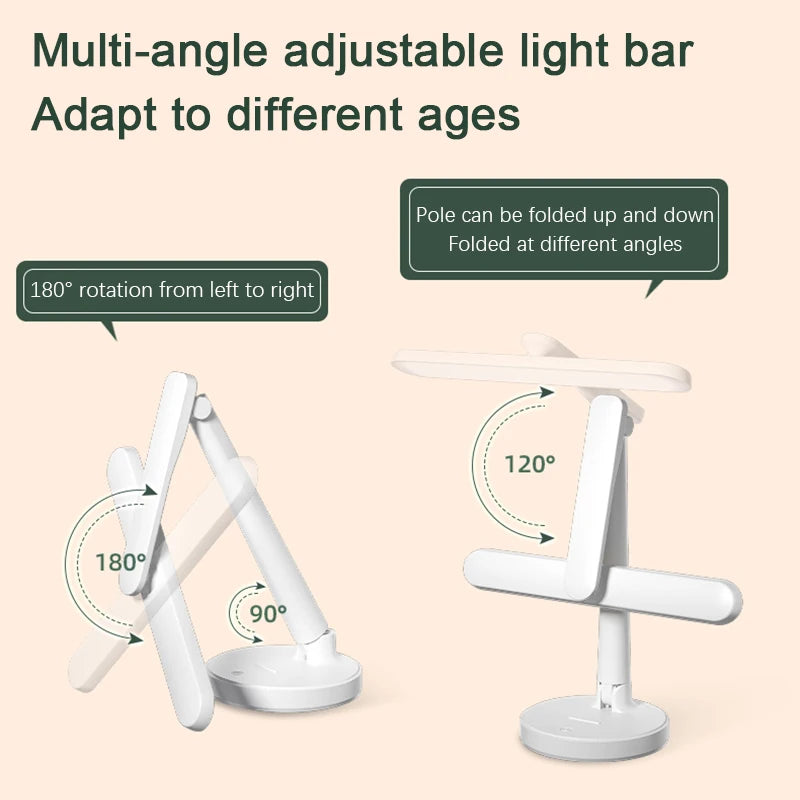 Faltbare LED Tischlampe - Wiederaufladbare Schreibtischlampe mit Augenschutz, USB-Anschluss und Akku, Perfekt für Studenten, Multifunktionale Tischlampe