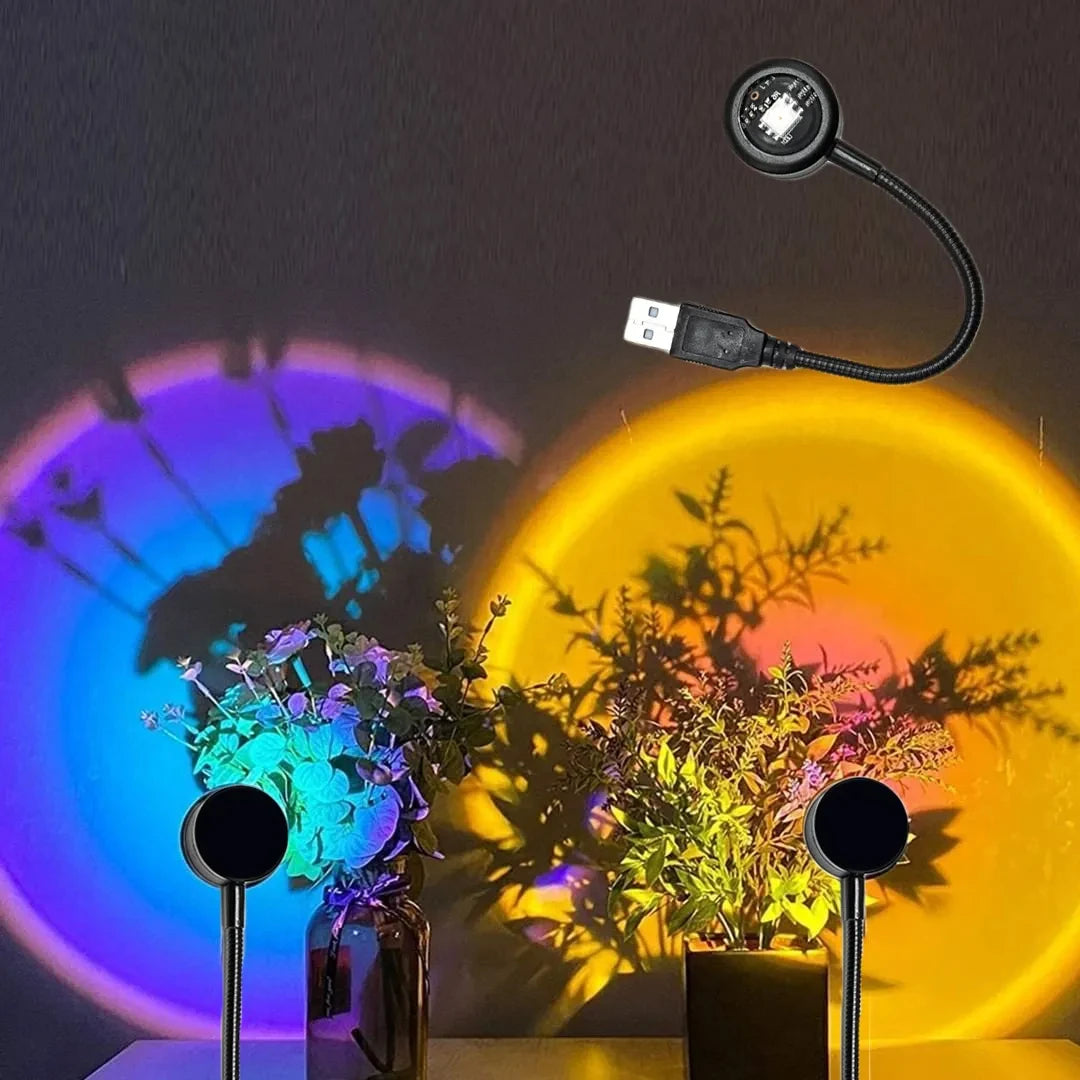 Mini USB-Sonnenuntergangsprojektionslampe - Atmosphärisches Nachtlicht für Schlafzimmer und Wanddekoration, Mini Sunset Lampe