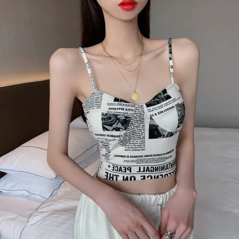 Damen Push-Up Camisole – Gepolsterter Bra mit Sexy Print, Soft und Bequem, Stylischer Tank-Top für Freizeit und Mode