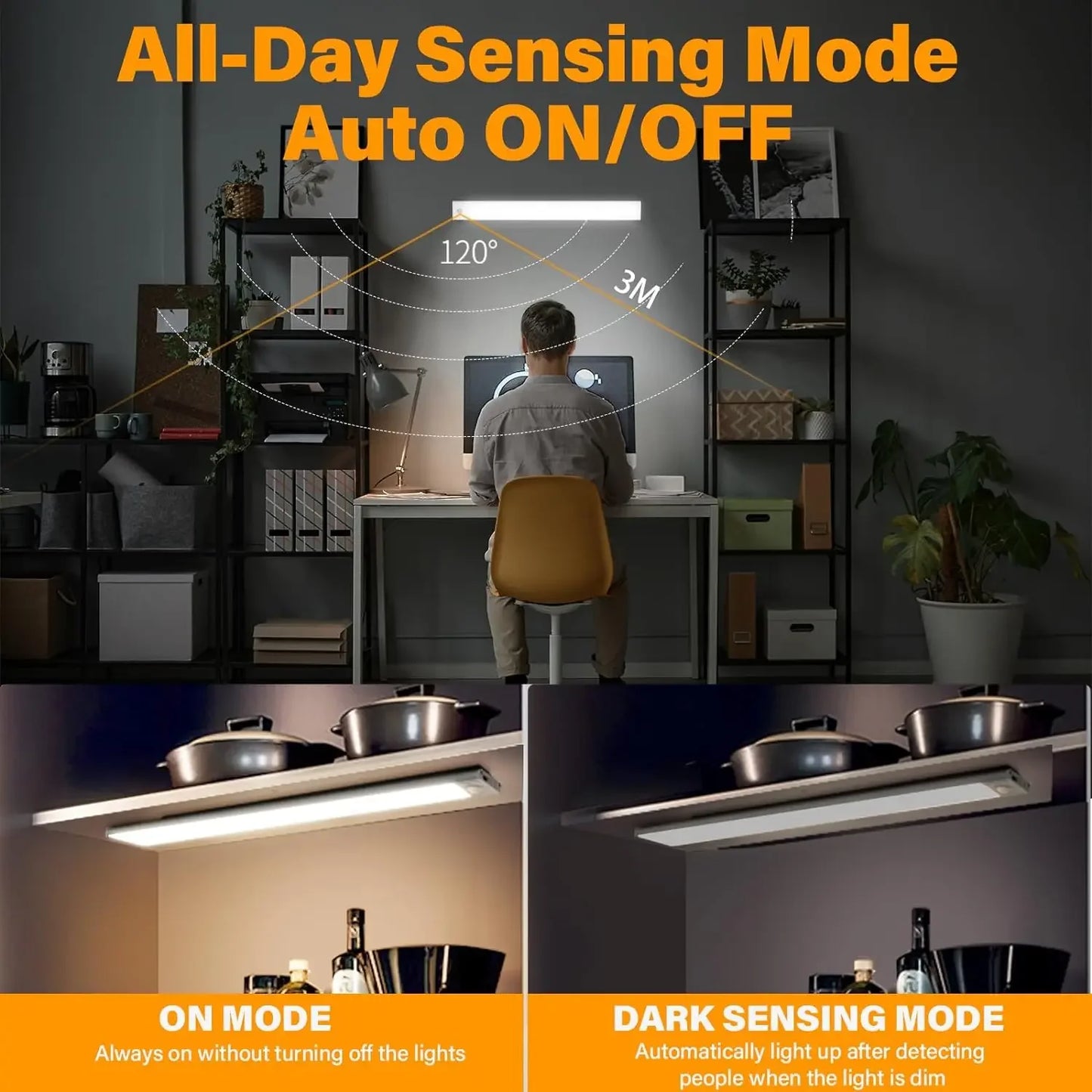 Xiaomi Motion Sensor Nachtlicht - Kabellose LED-Wandlampe mit USB-Aufladung und 3 Farben Dimmbar, Ideal zur Dekoration von Schlafzimmer und Schran