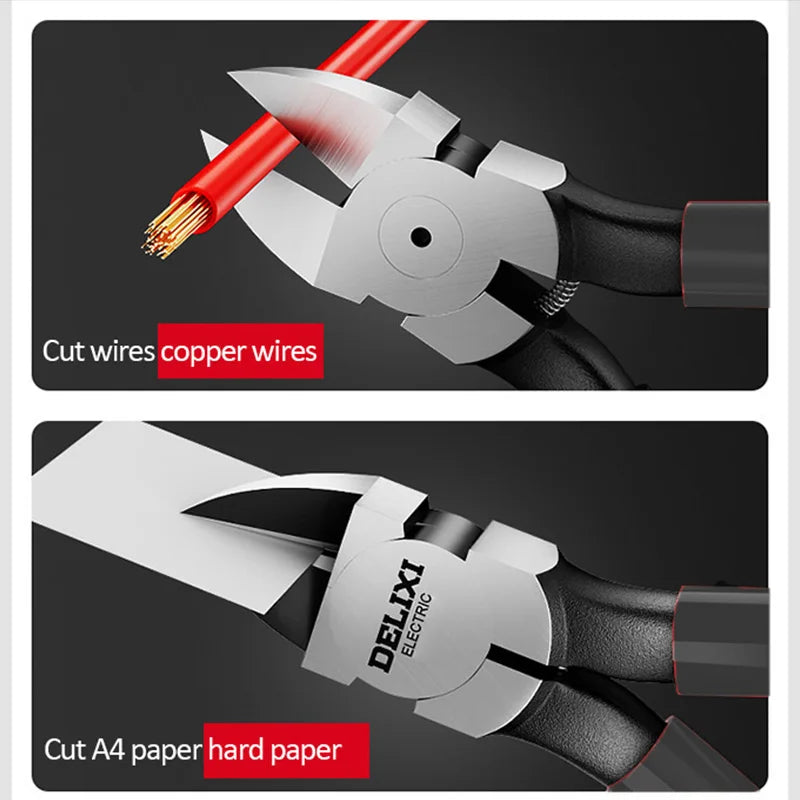 DELIXI Seitenschneider & Elektronikzange – Nozzle Pliers, Diagonalzange & Industrieschere für Kabel, Metalldraht, Kunststoff & Holz