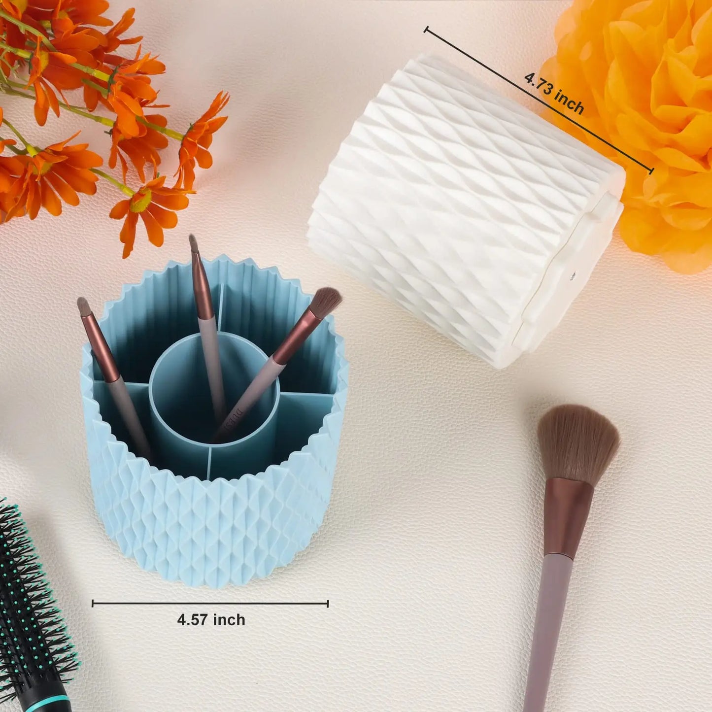 Multifunktionaler Make-up Organizer mit Rotationsfunktion - Großzügiger Platz für Pinsel, Augenbrauenstifte und Kosmetik auf dem Schreibtisch