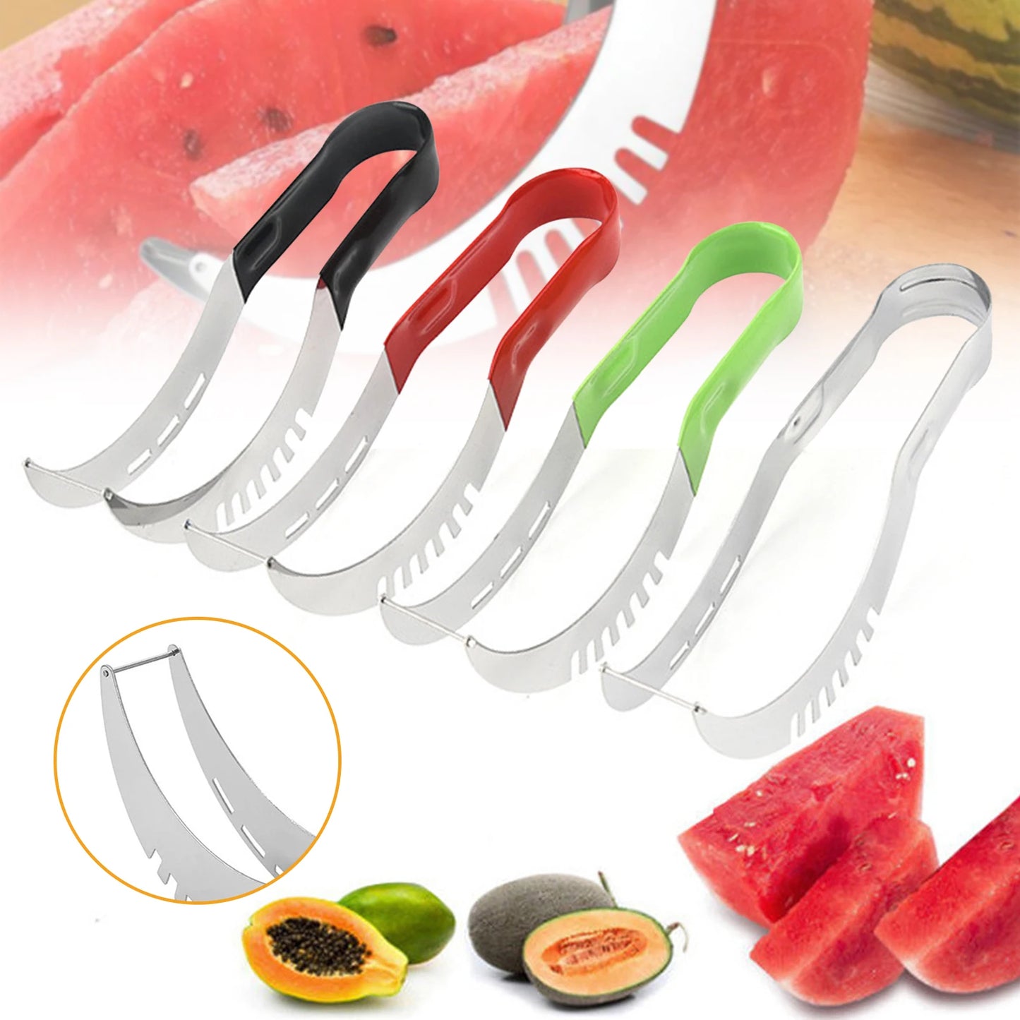 1 Stück Wassermelonen-Schneider aus Edelstahl – Fruchtschneider mit Rutschfestem Griff, Arbeitsersparender Obstmesser für Einfaches Schneiden, Praktisches Küchengerät für Effiziente Fruchtzubereitung