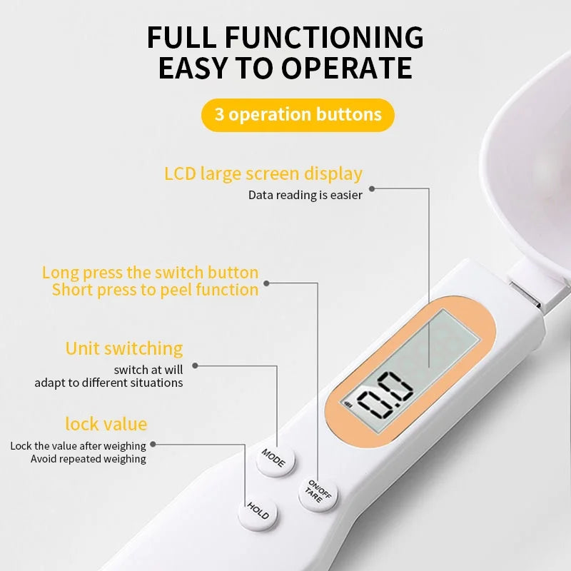 Digitale Mini-Löffelwaage - Elektronische Küchenwaage mit LCD-Anzeige, 0,1-500g Messbereich für Mehl, Milch und Kaffeepulver, Mini-Löffelwaage zum einfachen und genauen Abmessen