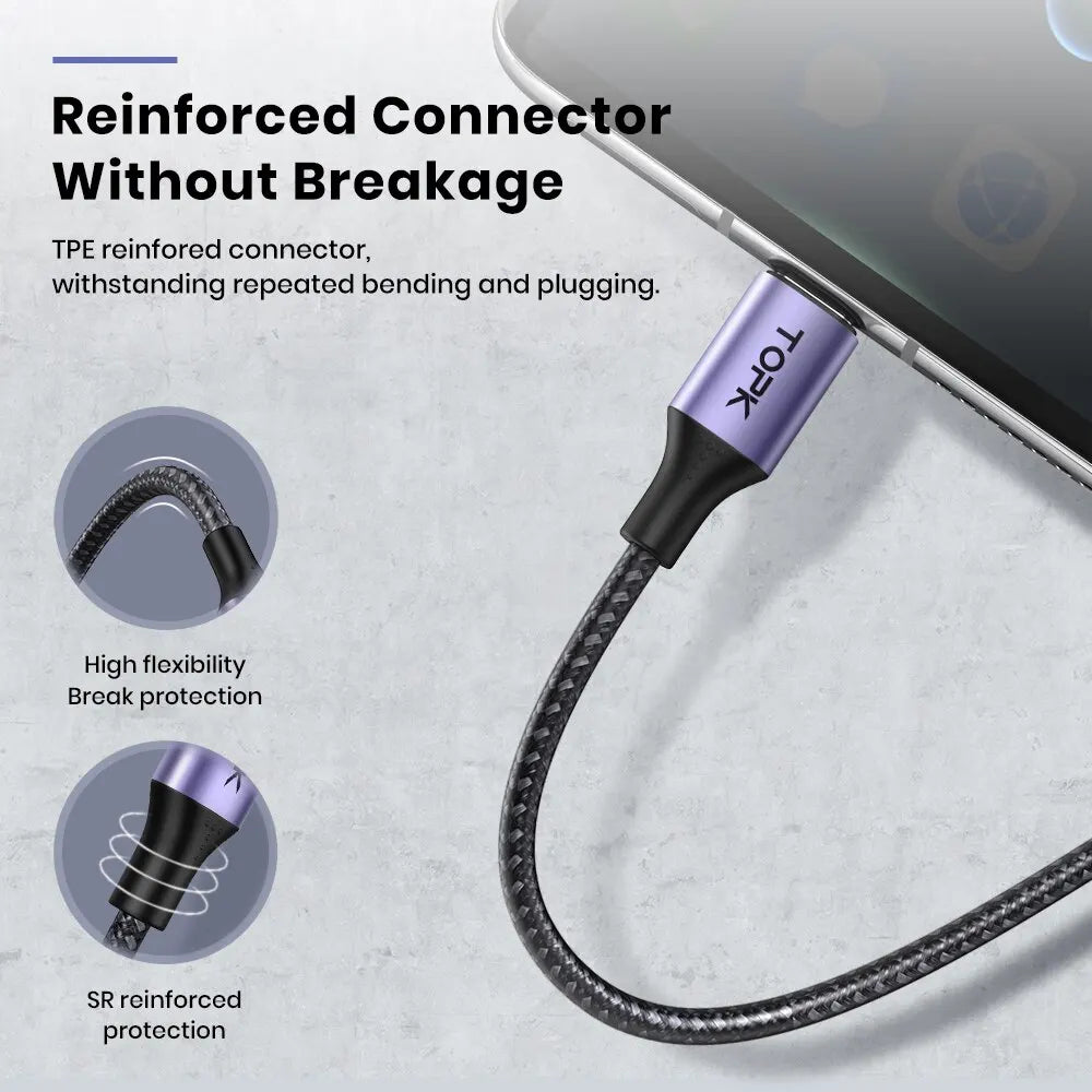 TOPK 3A Type-C & Micro USB Lade- und Datenkabel – Hochgeschwindigkeits-Ladekabel für Xiaomi Redmi Note 10/9, langlebig und leistungsstark