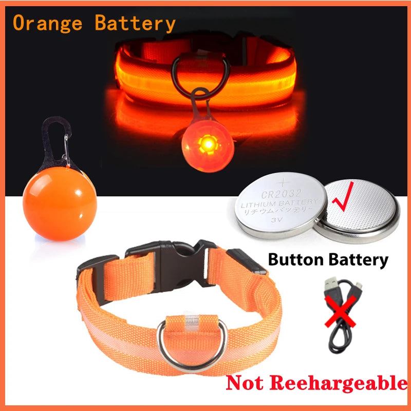 USB-Aufladbares Leucht-Halsband für Hunde & Katzen – Helles LED-Nacht-Sicherheitslicht mit abnehmbarem Anhänger
