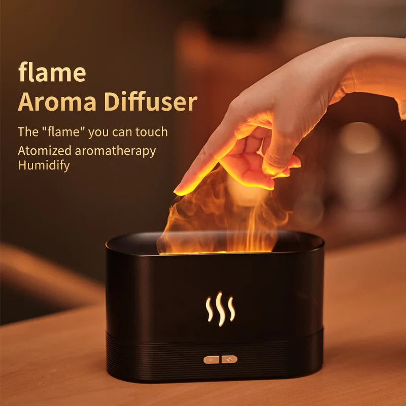 USB LED Luftbefeuchter 180ml - Tragbarer Kühlenebel-Diffusor mit Farbwechsel und Feuereffekt für Aroma-Öle