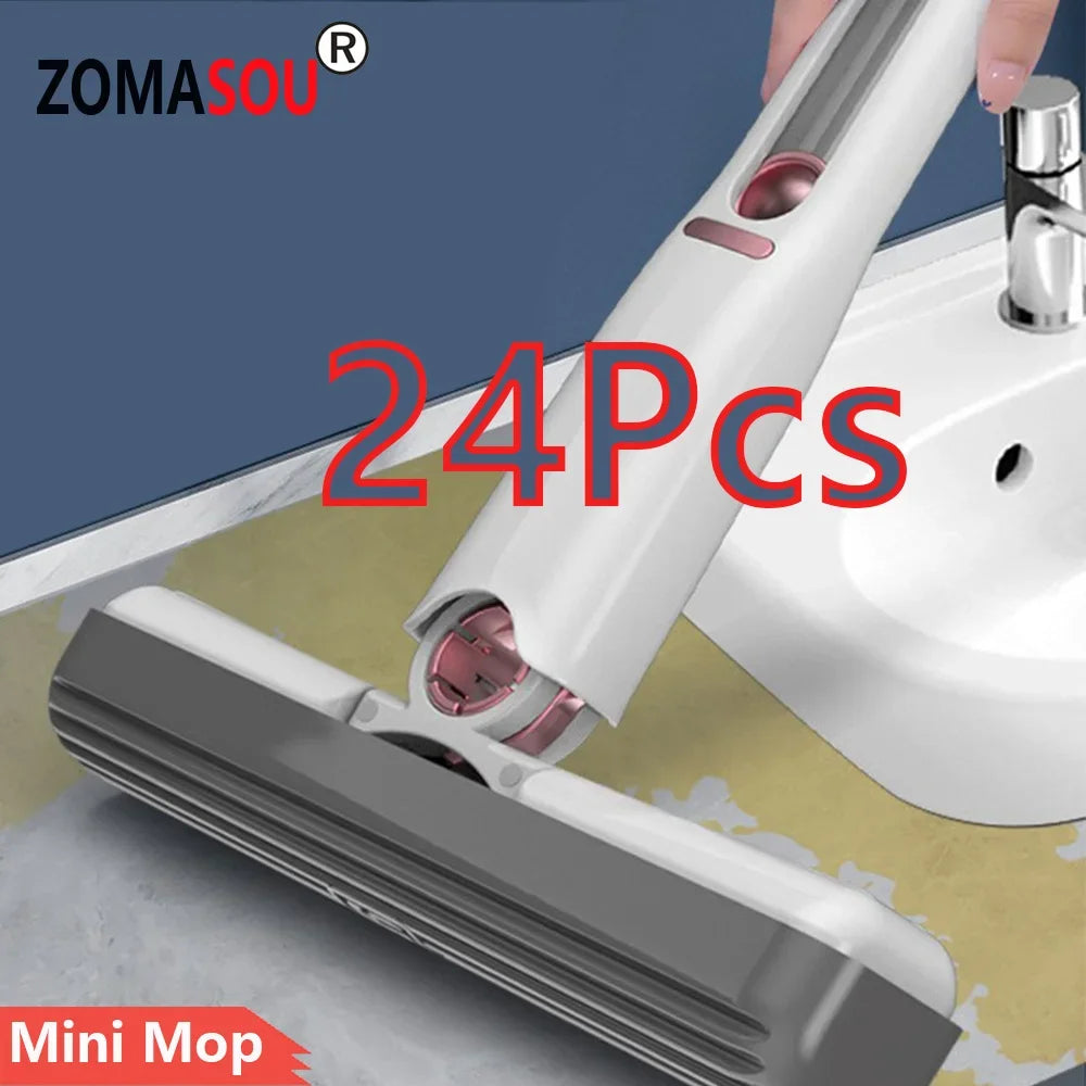 Mini Squeeze Mop Set (1-24 Stück) - Faltbarer Reinigungsschwamm für Haushalt, Küche, Auto und Büro