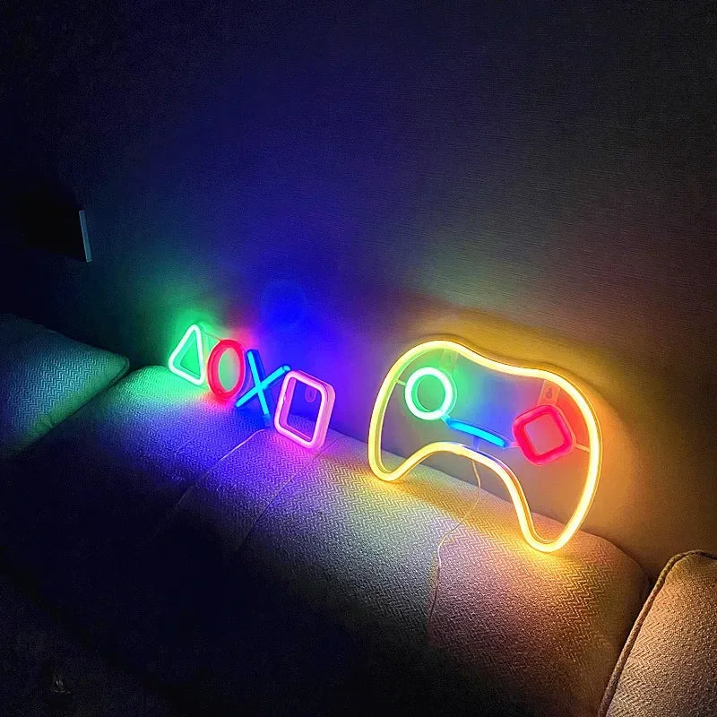 Neonlicht-Wanddekoration für Schlafzimmer - LED-Leuchtreklame mit USB-Schalter, ideal für Gamer Zimmer und Wohnzimmer, Gamer Neonschild