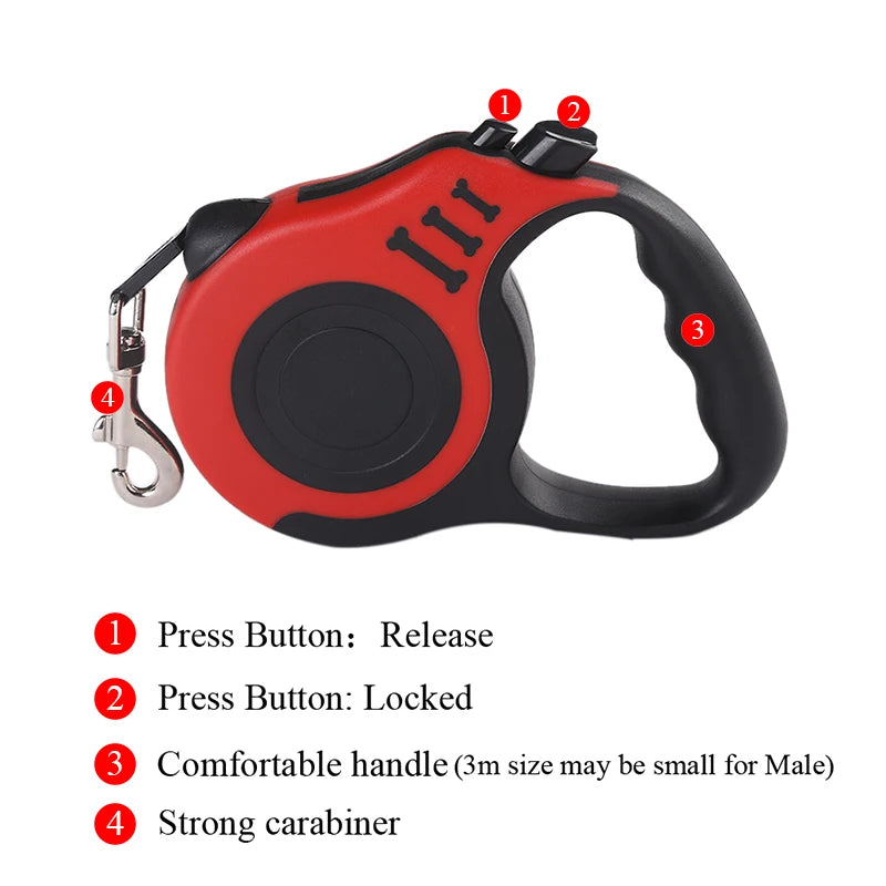 3M/5M Automatische Hundeleine für kleine Hunde & Katzen – Robuste Nylon-Ausziehleine für Spaziergänge, Wanderungen & Reisen