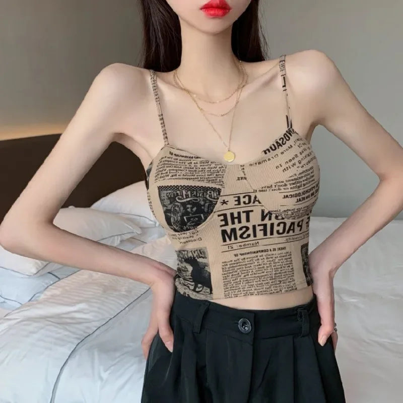 Damen Push-Up Camisole – Gepolsterter Bra mit Sexy Print, Soft und Bequem, Stylischer Tank-Top für Freizeit und Mode