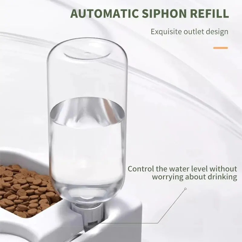 2-in-1 Futter- und Wassernapf für Haustiere – Doppelnapf-Set mit automatischer Wasserspenderfunktion, geeignet für Katzen und kleine Hunde, Platzsparender Napf