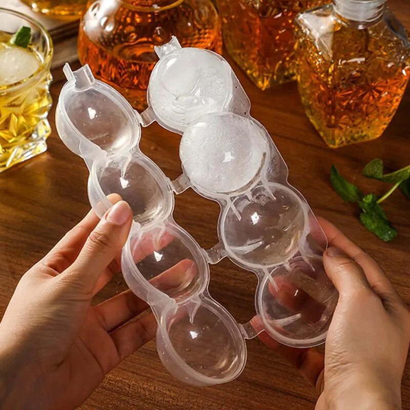 Transparente Küchen-Eisform mit 4 Löchern – Praktischer Eiskugel- und Eiscreme-Maker aus PP, Runde Eismold und Popsicle-Form, Runde Eisform für Cocktails