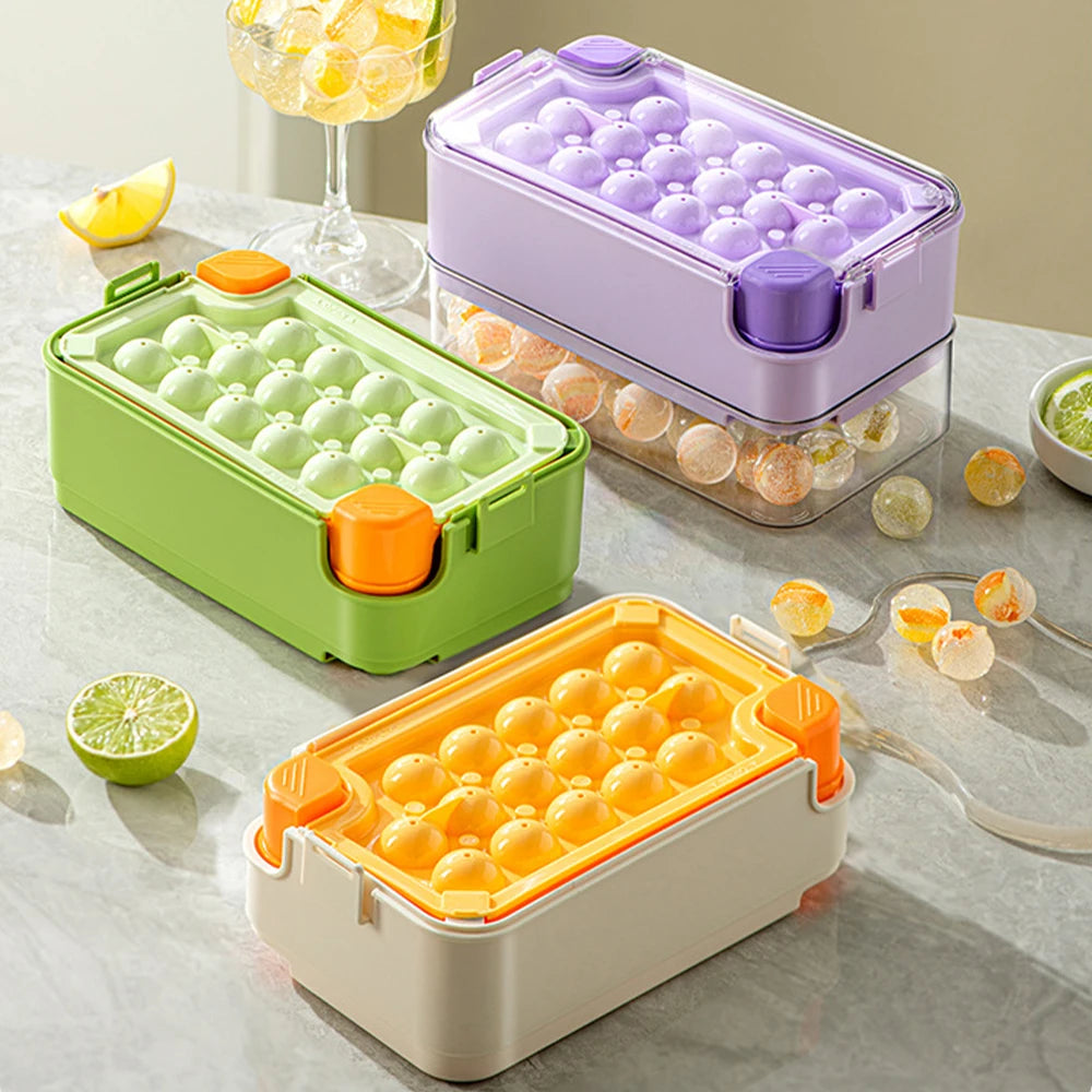 3-in-1 Eiswürfelform: Eisball-Form und Eiswürfelbehälter mit Aufbewahrungsbox, Eisform für Bier und Whisky