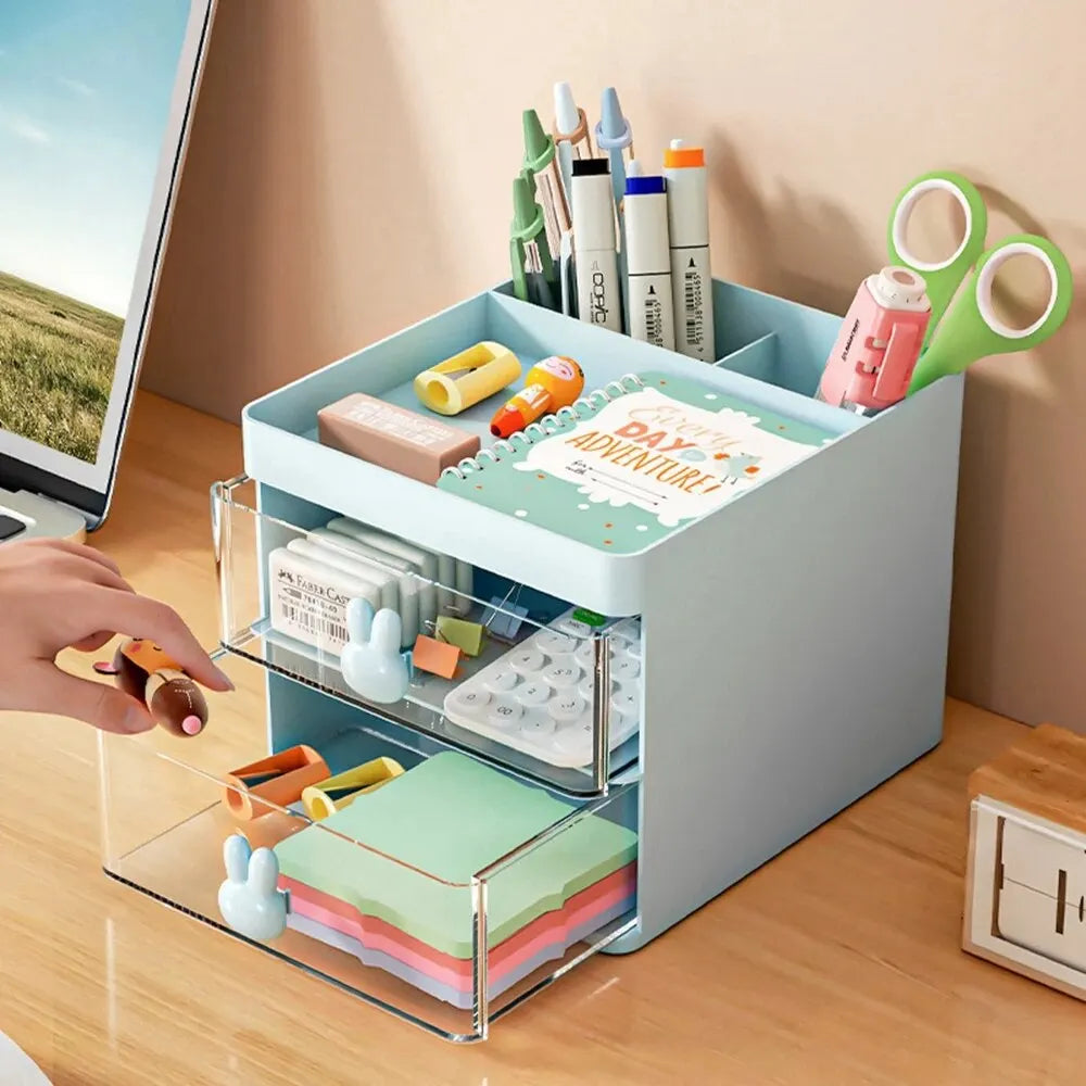 2-Schichtiger Transparenter Stifthalter – Multifunktionale Aufbewahrungsbox für Makeup, Schüler und Büros – Praktische Schreibtisch-Organizer für das Schlafzimmer