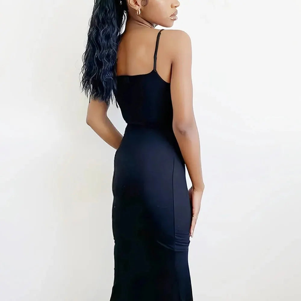 Damen Elegantes Sommer-Maxi-Kleid – Lässiges, rückenfreies Bodycon-Dress mit ärmellosem Design, Ideal für schicke Geburtstagsfeiern und stilvolle Sommerabende