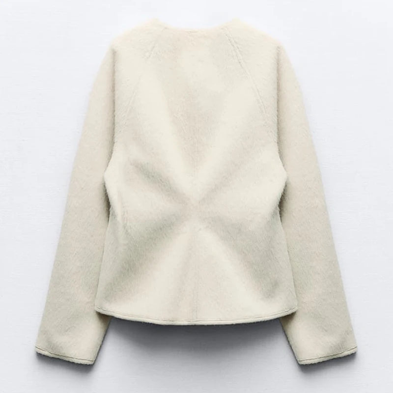 Modische Damenjacke mit V-Ausschnitt – Einreihige Mäntel mit langen Ärmeln für Frühling und Herbst, Elegante und lässige Übergangsjacke