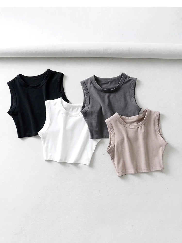 Vintage Sommer Crop Tops für Damen – Weißes Biker-Punk Tanktop, Koreanische Streetwear, Cropped Ärmelloses Top für Trendbewusste Frauen
