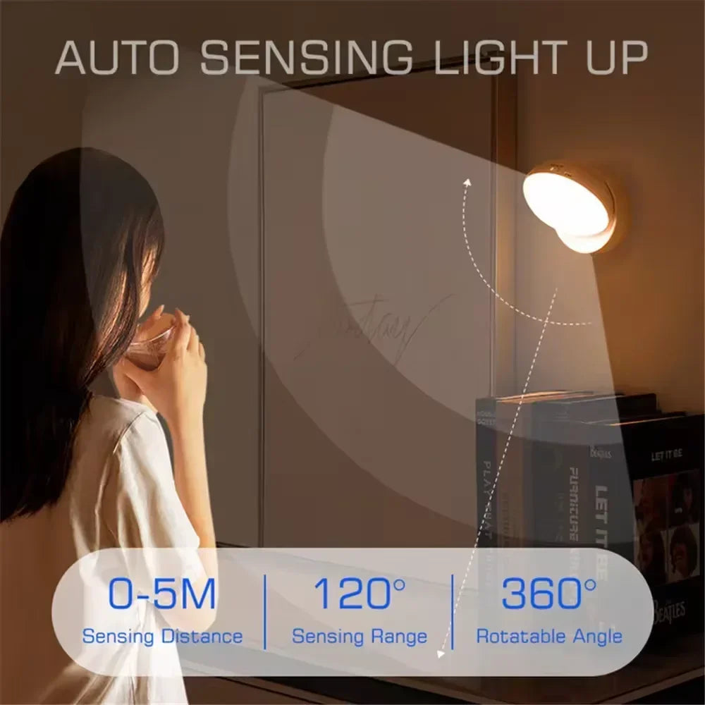 Xiaomi Nachtlampe mit Bewegungssensor – Wiederaufladbares kabelloses LED-Licht mit 360° drehbarer Magnetbefestigung für Küche, Schlafzimmer oder Nachttisch