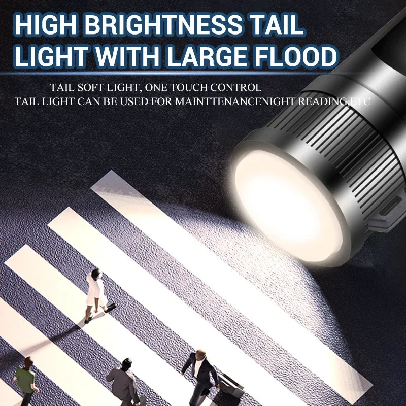 Ultra Helle P70 LED Taschenlampe – 5000 Lumen, Taktische Lampe mit Zoom, Eingebautem 18650 Akku, Perfekt für Notfälle und Outdoor