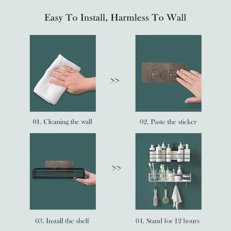 Eckregal für das Badezimmer - Wandmontiertes Toilettenregal ohne Bohren, Duschregal für Shampoo und Bad-Organizer