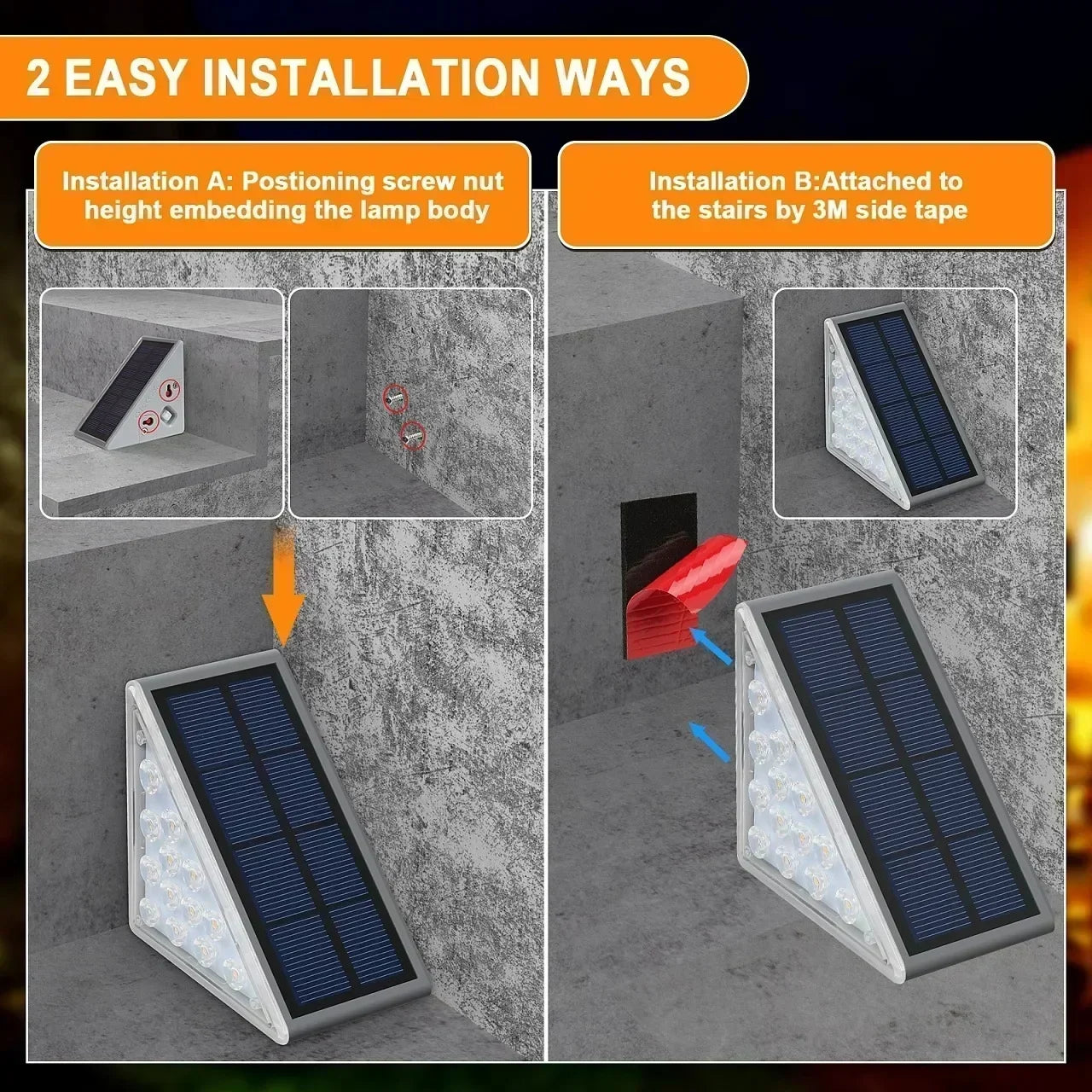 Solarbetriebene LED Treppenlampe – Wasserdichtes IP67 Licht mit Linse, Anti-Diebstahl-Design, Perfekte Beleuchtung für Gartenwege und Terrassen