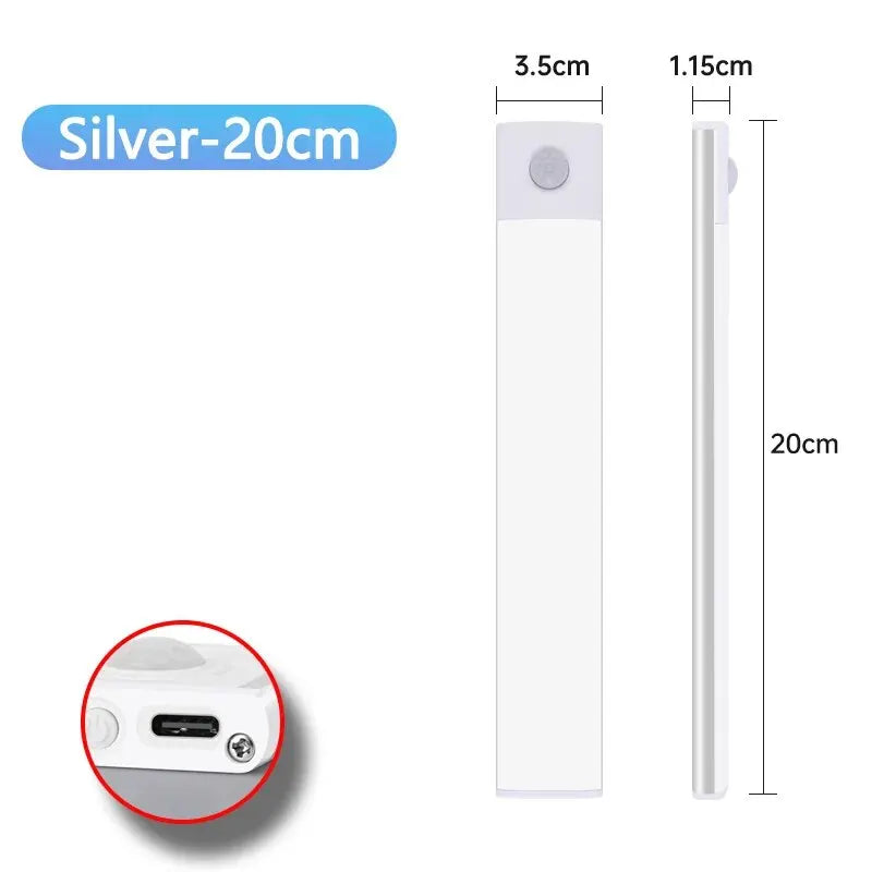 LED Schranklicht mit Bewegungsmelder – USB Type-C wiederaufladbar, Auto-On/Off, Verschiedene Längen für Küche & Kleiderschrank