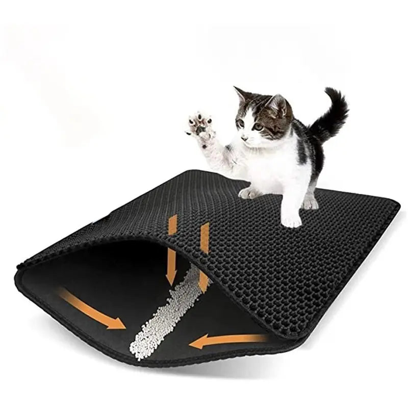 Rutschfeste und Waschbare Katzenstreu-Matte - Wasserdichte Doppelschicht-Matte für Haustiere, Hochwertige Katzenpflege