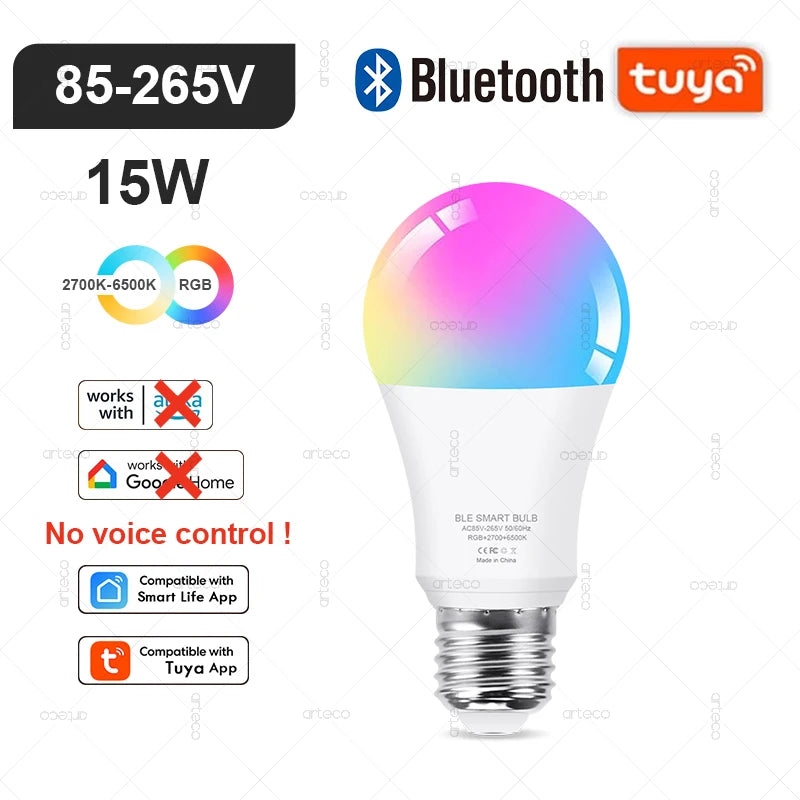 Tuya Smart LED-Lampe – E27/E14/GU10, WiFi & Zigbee, Dimmbar, 2700–6500K RGB, Kompatibel mit Alexa & Google Home