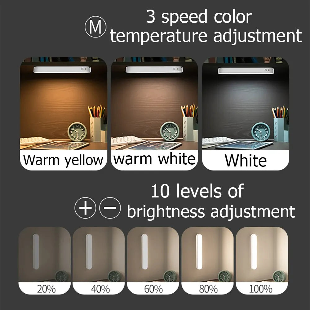 USB Wiederaufladbare LED Schreibtischlampe - Magnetische Dimmbare Tischlampe für Lesen, Büro und Schlafzimmer, Magnetische Lampe