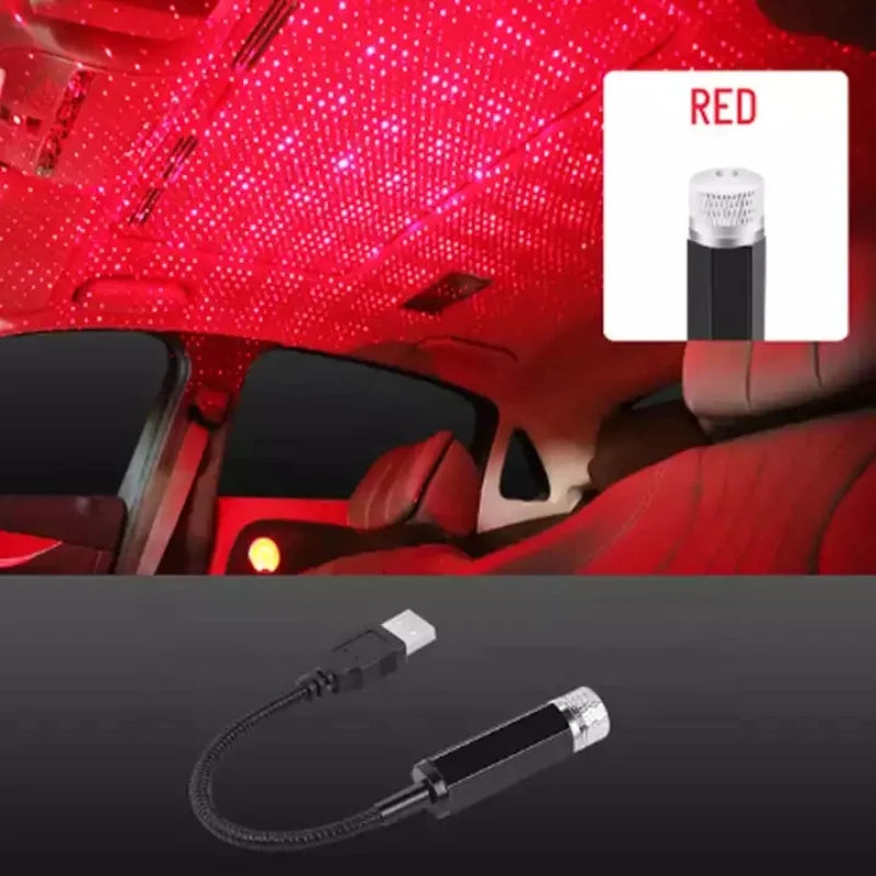 USB-Sternenhimmel-Projektionslampe - Blau, Lila und Roter Laserprojektor für Raumdekoration, Weihnachtsfeiern und Autoinnenausstattung, Nachtlicht für ein magisches Ambiente