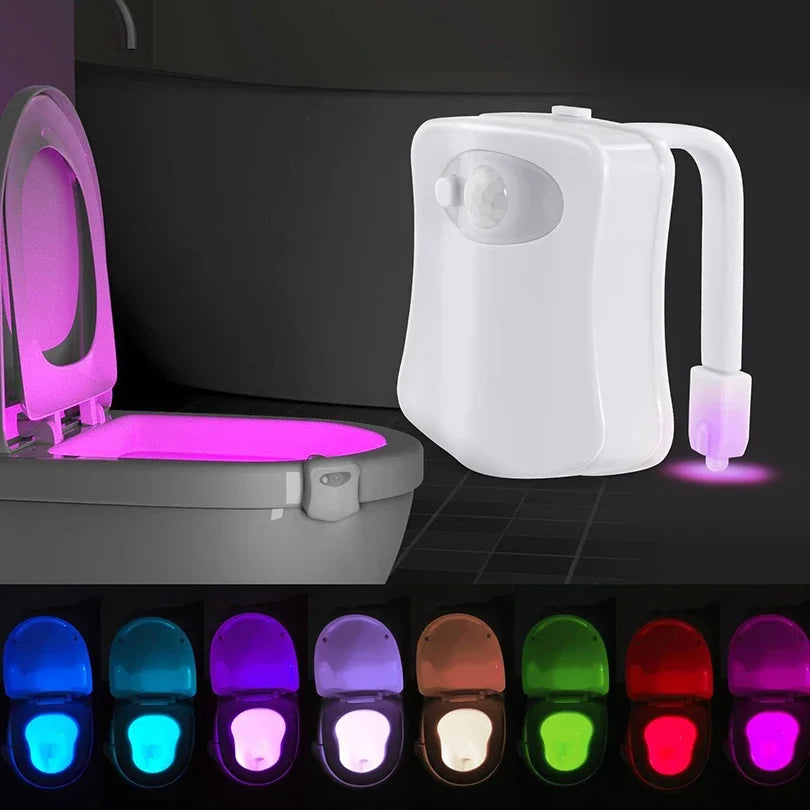 Smart Toilet Seat Nachtlicht mit Bewegungsmelder – 16/8 Farben, wasserdichte Hintergrundbeleuchtung für Badezimmer und Toiletten, LED-Lampe für WC