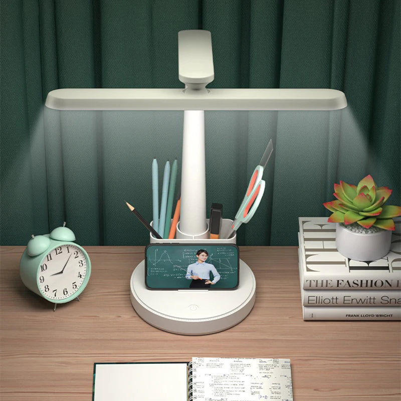 Faltbare LED Tischlampe - Wiederaufladbare Schreibtischlampe mit Augenschutz, USB-Anschluss und Akku, Perfekt für Studenten, Multifunktionale Tischlampe