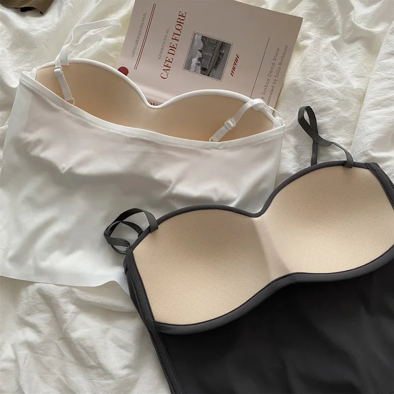 Elegantes Sommer-Camisole für Damen – Tanktop mit dünnen Trägern, aus Ice Silk, einfarbig, mit Cups für zusätzlichen Komfort