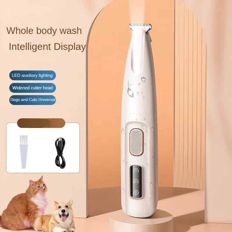 Professioneller Hundepfoten-Trimmer – LED-Licht, wasserdichtes Design & 18 mm Klinge für sanfte und präzise Fellpflege