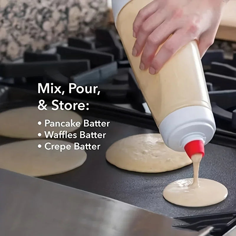 Professionelle Teigmischflasche mit Blender-Ball und Schneebesen – Ideal für die Zubereitung von Pancakes, Cupcakes, Muffins, Crêpes und andere Backwaren