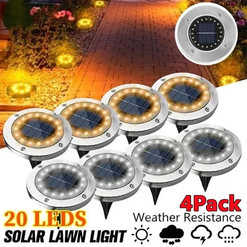 8/20 LEDs Solar Bodenleuchten - Solarbetriebene Gartendekoration, Untergrund- und Deckleuchten, Solar-Spotlights, LED-Lampen zur Bodenbeleuchtung