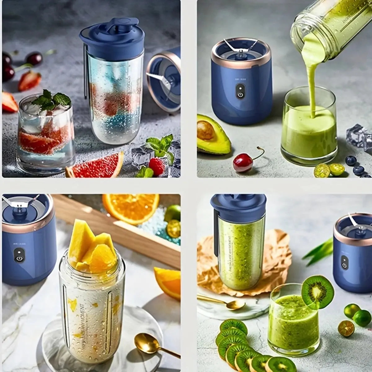 2-in-1 USB-Fruchtmixer und Doppeltassen-Entsafter – Tragbarer Elektrischer Mixer für Obst, Milchshakes und Säfte